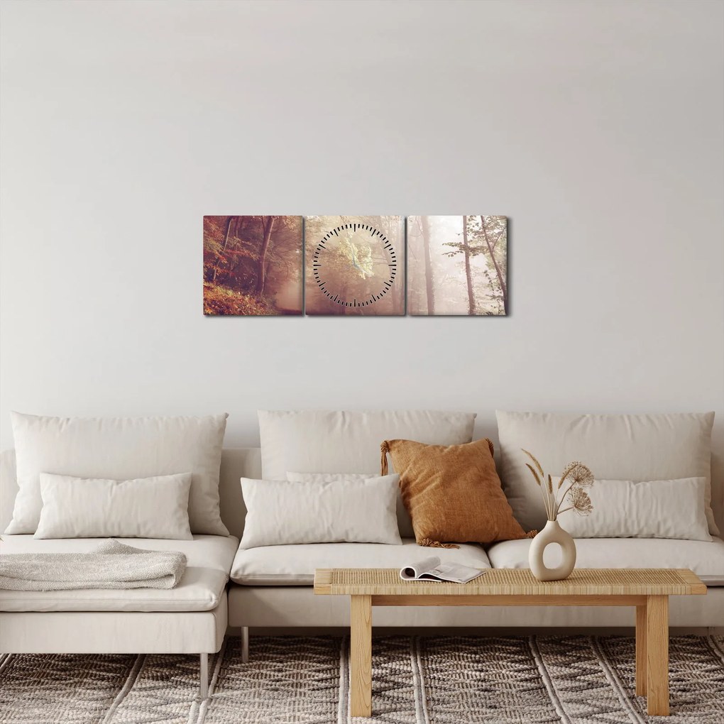 Tablou - Plimbarea de toamnă prin pădure (cu ceas) (90x30 cm)