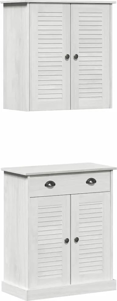 vidaXL Set de mobilier pentru baie cu raft VIGO 2 pcs Alb și Alb Antic