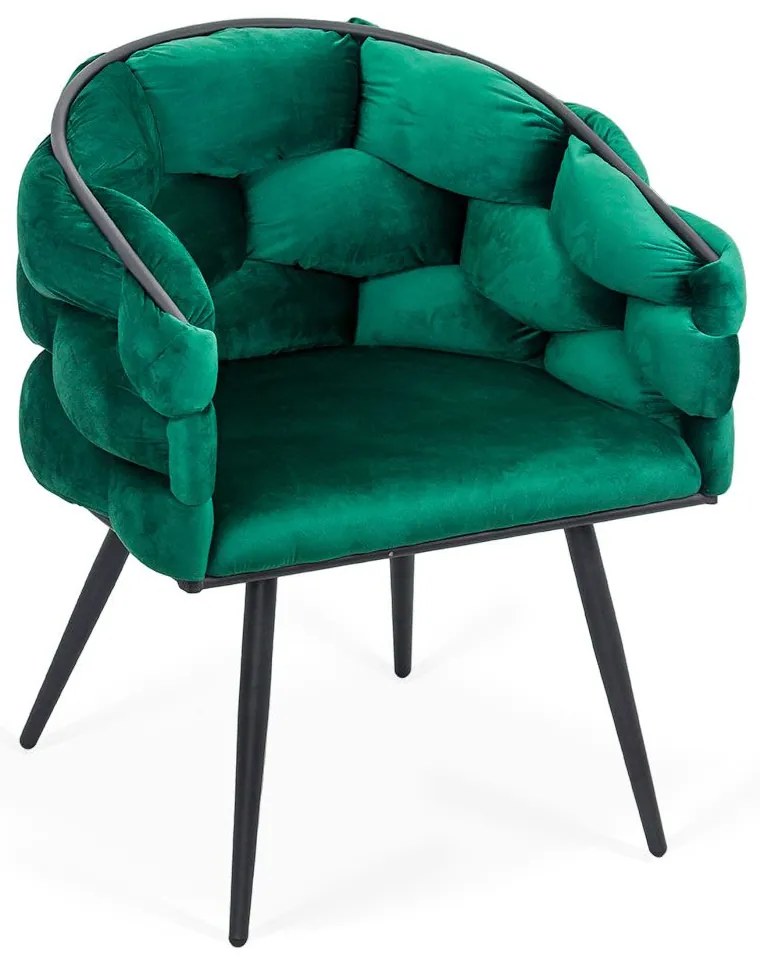 Scaun living modern din catifea si cadru metalic BUC 256 verde