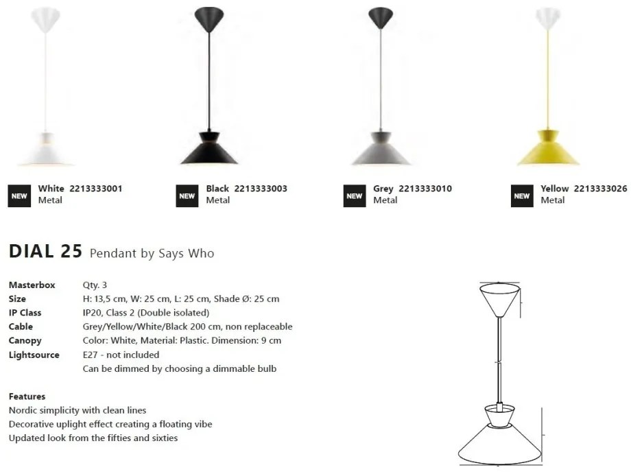 Pendul design modern Dial 25 alb