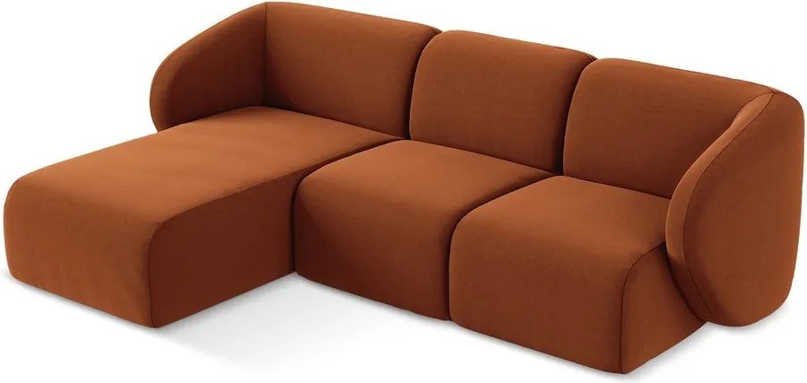 Colțar teracotă cu tapițerie din catifea (cu colț pe partea stângă/cu șezlong) Lani – Makamii