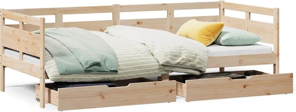 vidaXL Pat de zi cu sertare, 80x200 cm, lemn masiv pin
