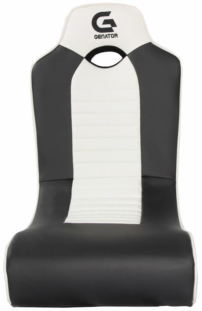 Fotoliu gaming, spatar rabatabil, design ergonomic, material PU, Negru/Alb