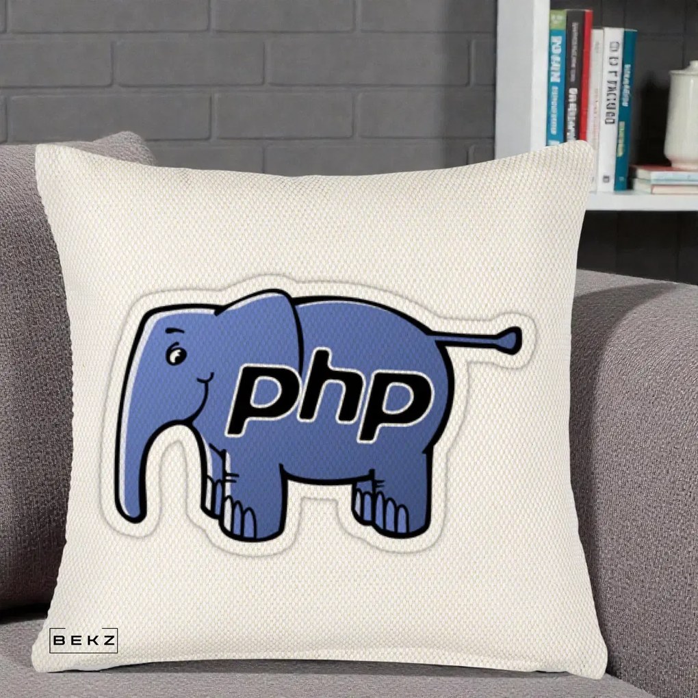 Perna Personalizata PHP Elephant, 40x40 cm, Crem Reliefat, Husa Detasabila, Perna Inclusa, BEKZ®