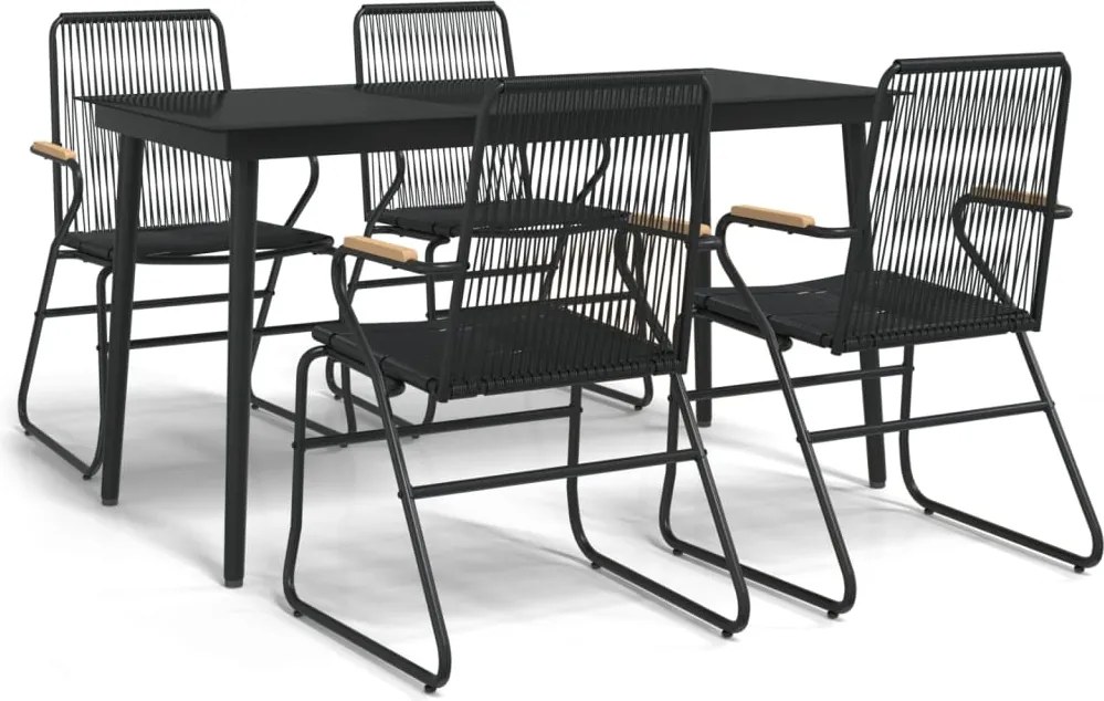 vidaXL Set mobilier de grădină, 5 piese, negru, ratan PVC
