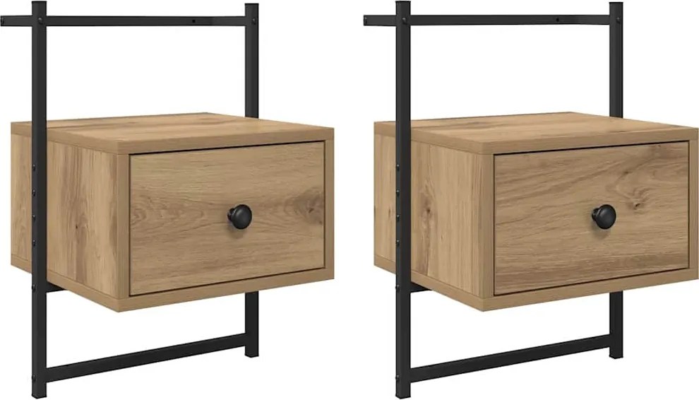 vidaXL Dulap de noapte 2 pcs Stejar Artizanal 35 x 30 x 51 cm