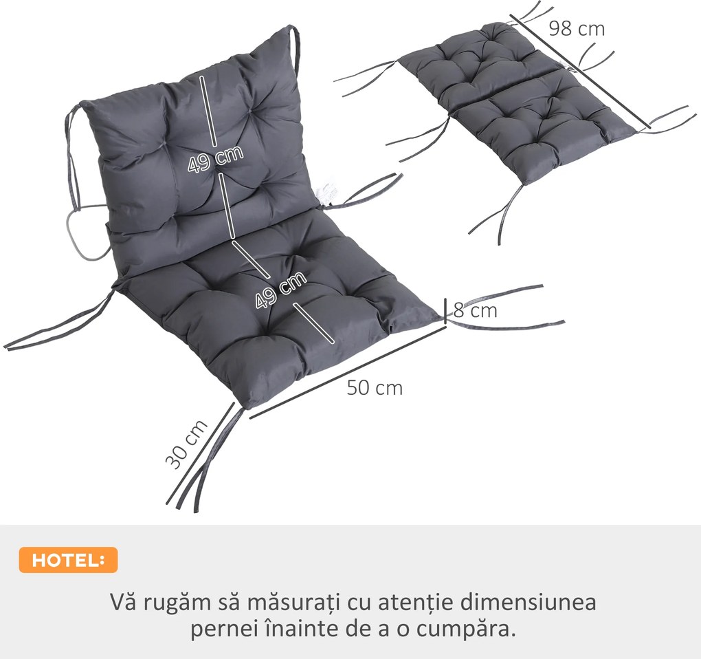 Outsunny Set de Două Perne pentru Scaune de Exterior - Gri | Aosom Romania