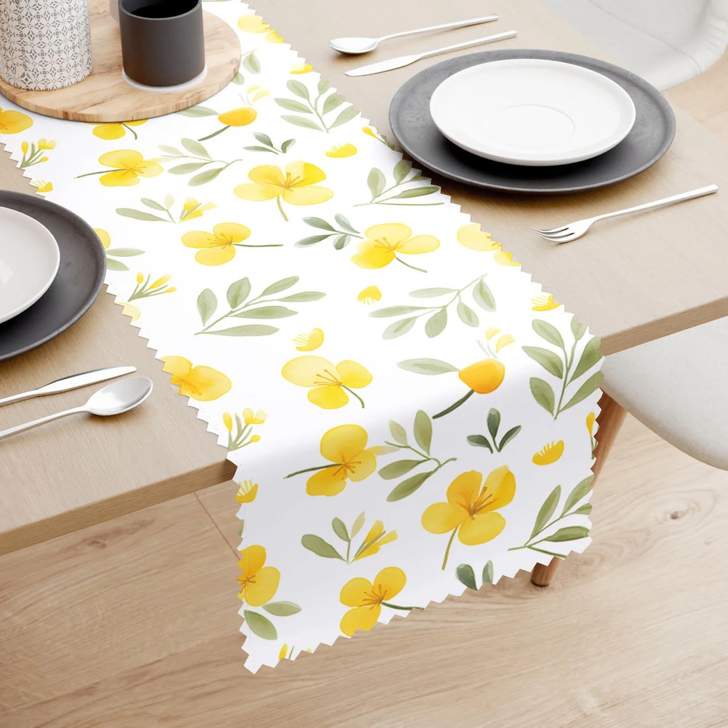 Goldea napron de masă teflonat - flori primula de seară 35x180 cm