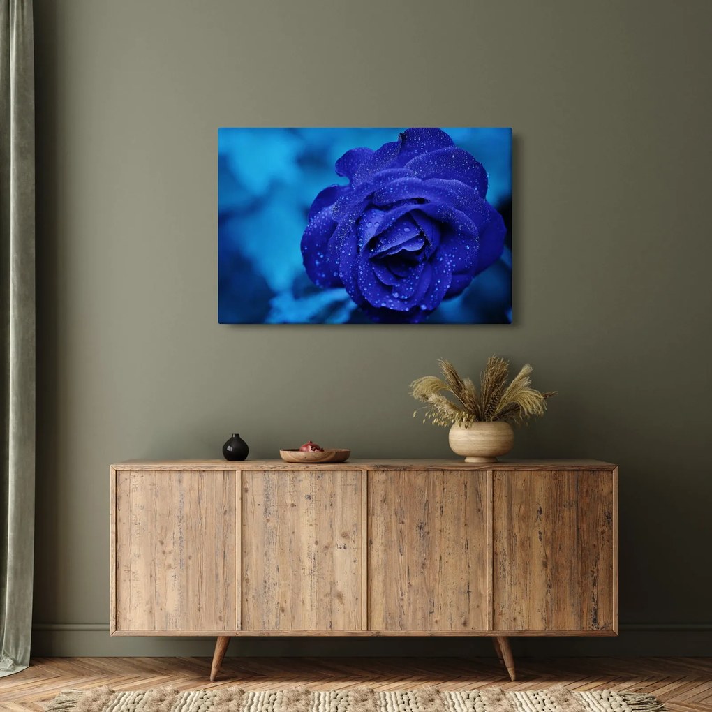 Tablou cu trandafir albastru (90x60 cm)