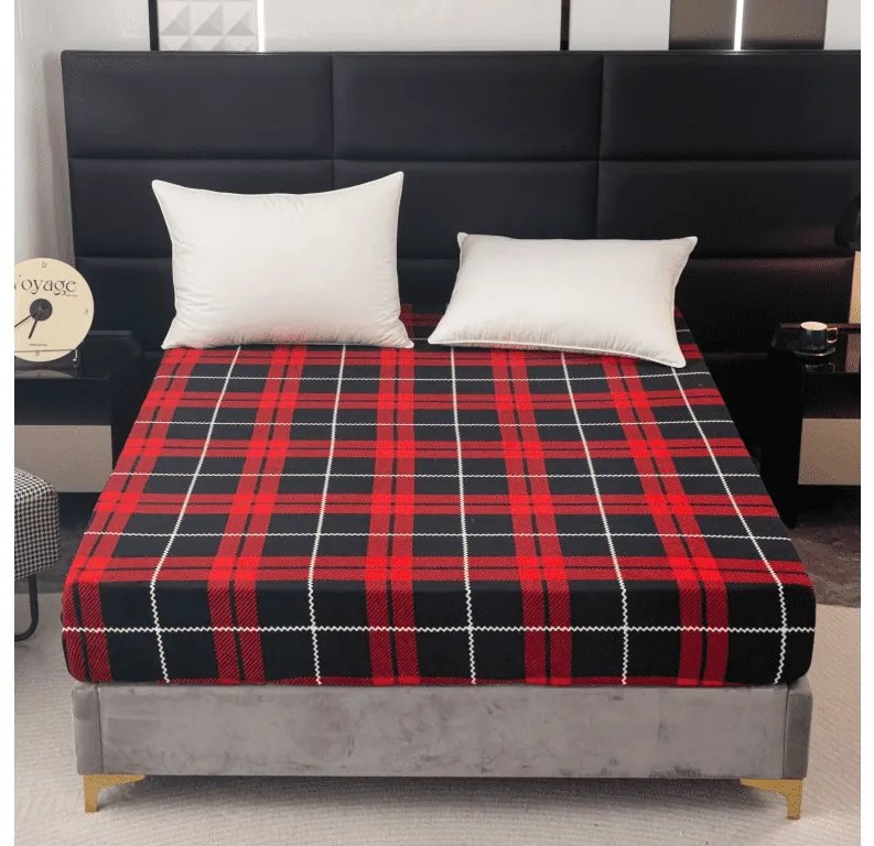 Cearsaf Cocolino microplus cu elastic ALBURY 90x200 cm rosu