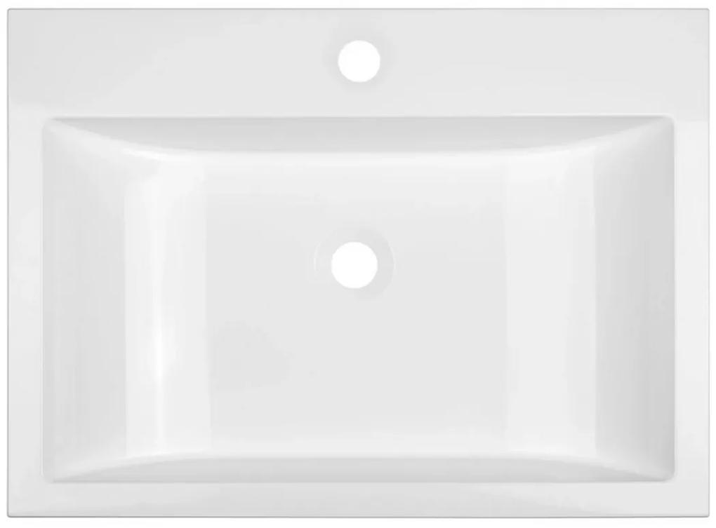 Lavoar baie granit Laveo Albano, 1 cuva dreptunghiulara 44x60 cm, alb lucios