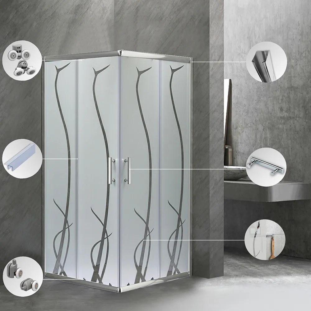 Cabină de duș pătrată Spirit BAMBOO 80x80, fără cădiță de duș