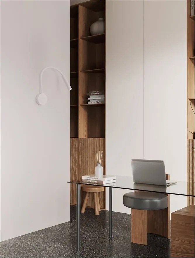 Aplica cu reader LED cu brat flexibil IP44 SONICA alba