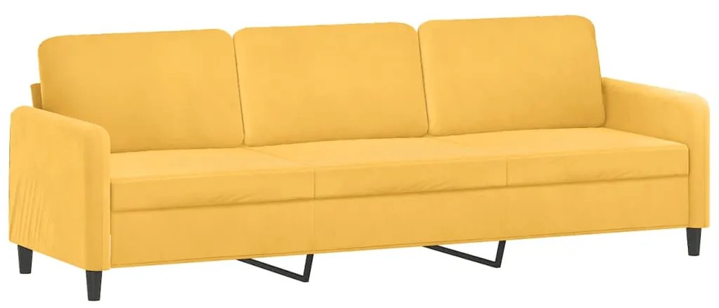 349069 vidaXL Canapea cu 3 locuri, galben, 210 cm, catifea