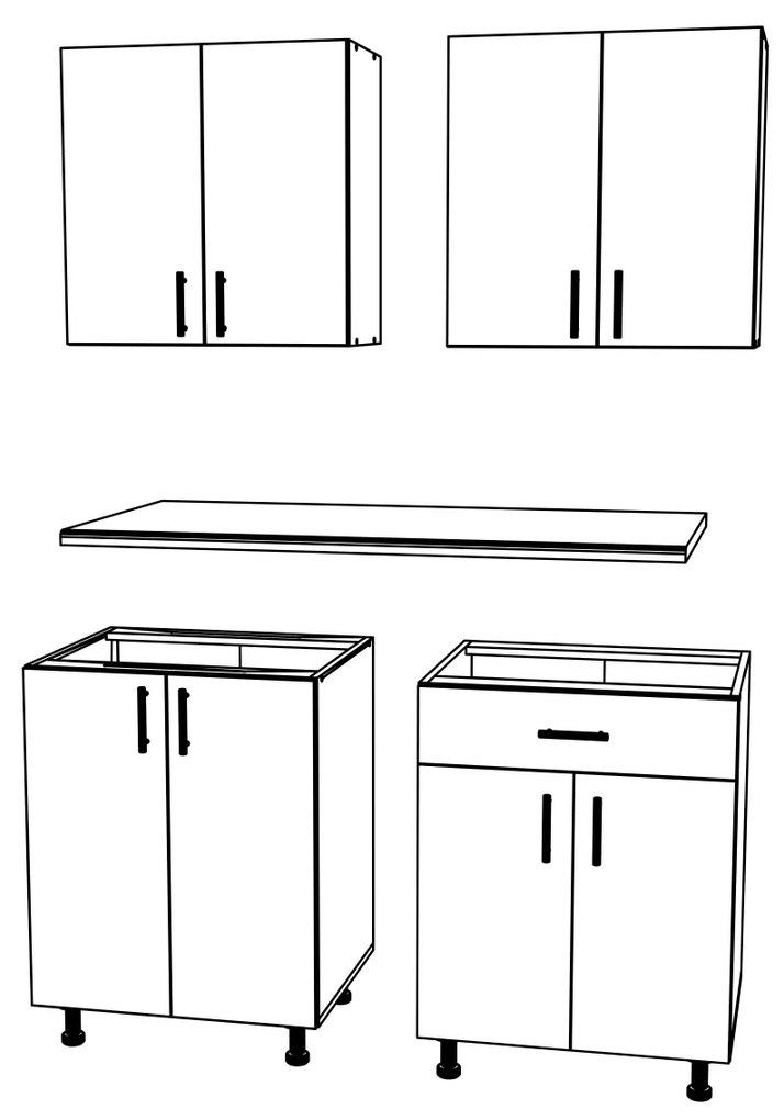 Set haaus V2, Lemn Natural/Alb, Blat Thermo 28 mm, L 120 cm