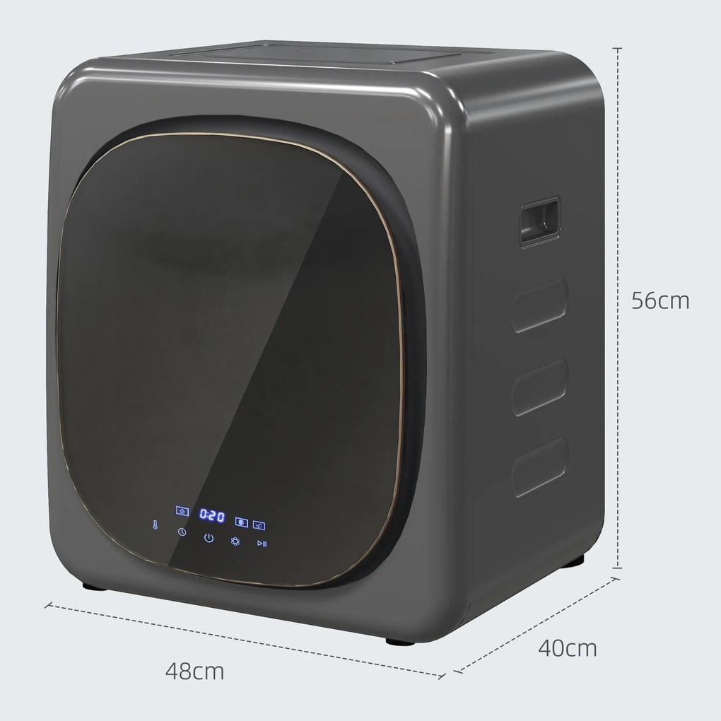 HOMCOM Uscător de rufe cu dezinfecție UV, design compact, capacitate de 4 kg, oțel inoxidabil, Gri | Aosom Romania