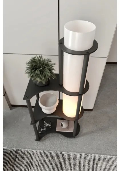 Lampă de podea NOTO cu polițe 1xE27/40W/230V, neagră