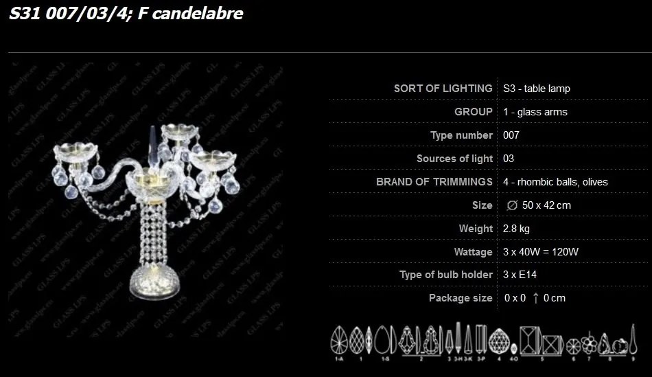 Sfesnic, Suport pentru lumanare design LUX cristal Bohemia