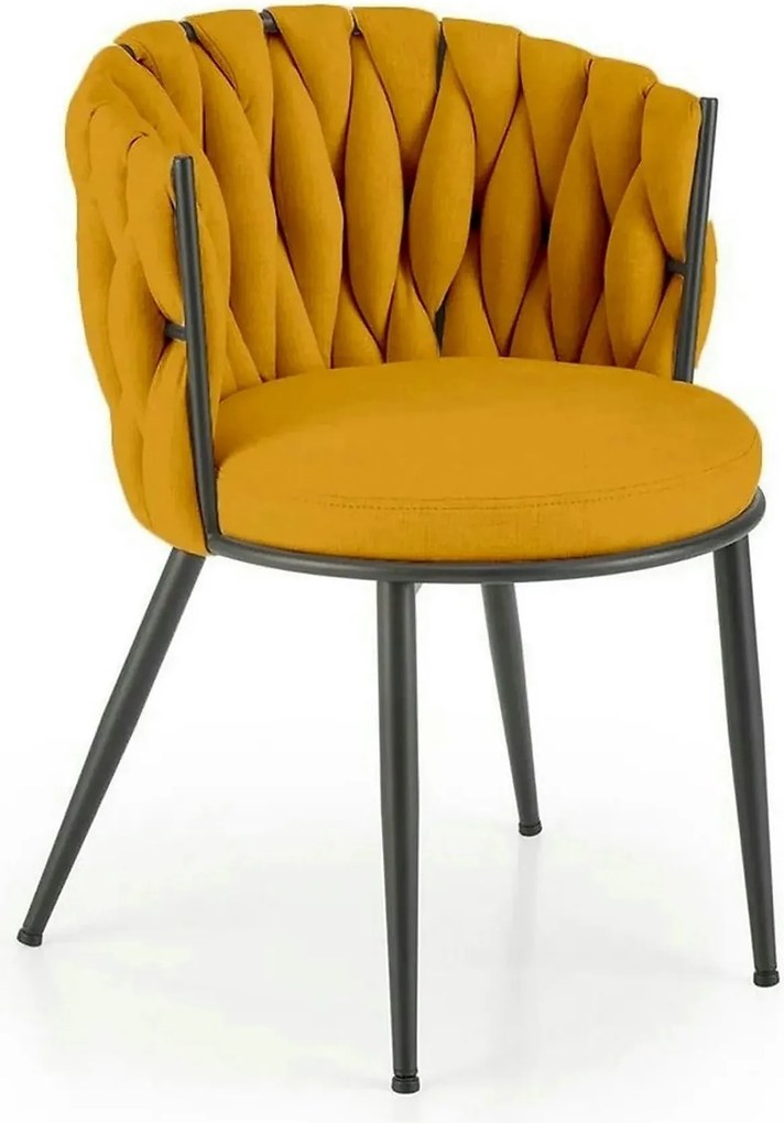 Scaun K516, galben/negru, stofa clasica/metal, 57x60x79 cm