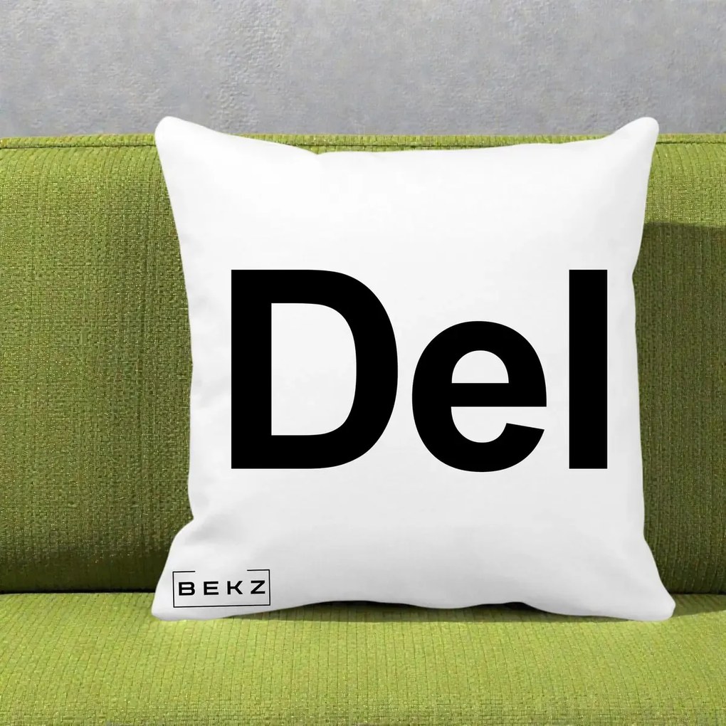 Perna Personalizata Tasta Del Tipografie Bold, 40x40 cm, Alba Mata, Husa Detasabila, Perna Inclusa, BEKZ®