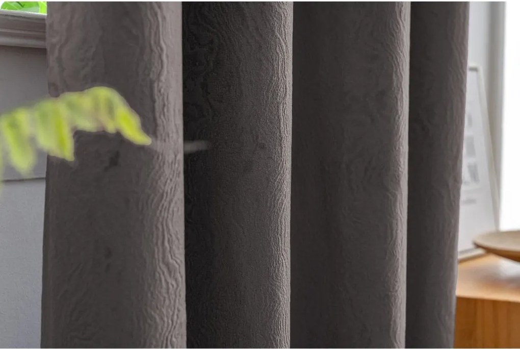 Draperie opaca DUNES VELVET 140x250 cm, gri inchis Agatat: Inele metalice