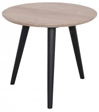 Masuta de cafea, natur, din lemn, D50 cm, aspect rustic, Oslo