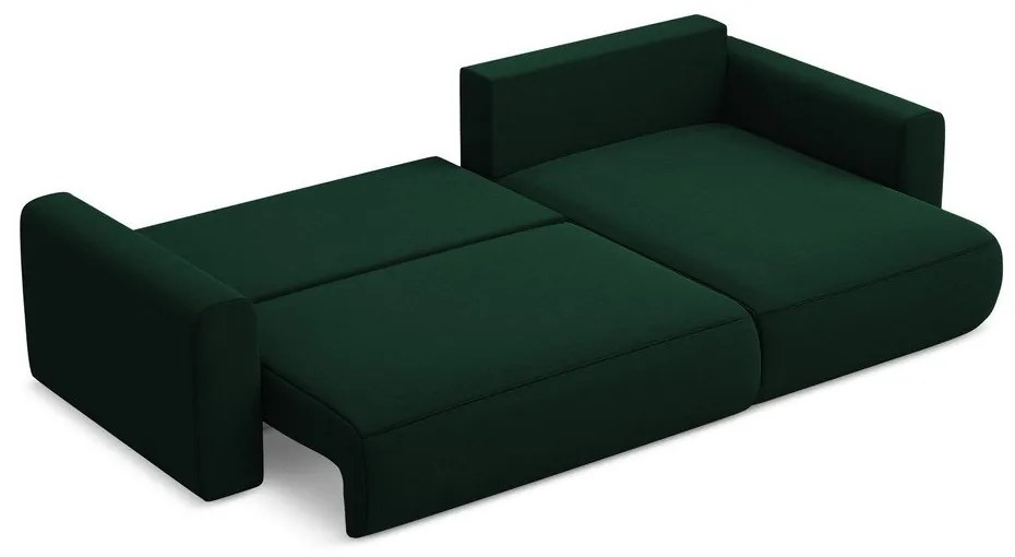 Colțar verde extensibil/cu spațiu de depozitare cu tapițerie din catifea (cu colț pe partea dreaptă/cu șezlong) Kapua – Makamii