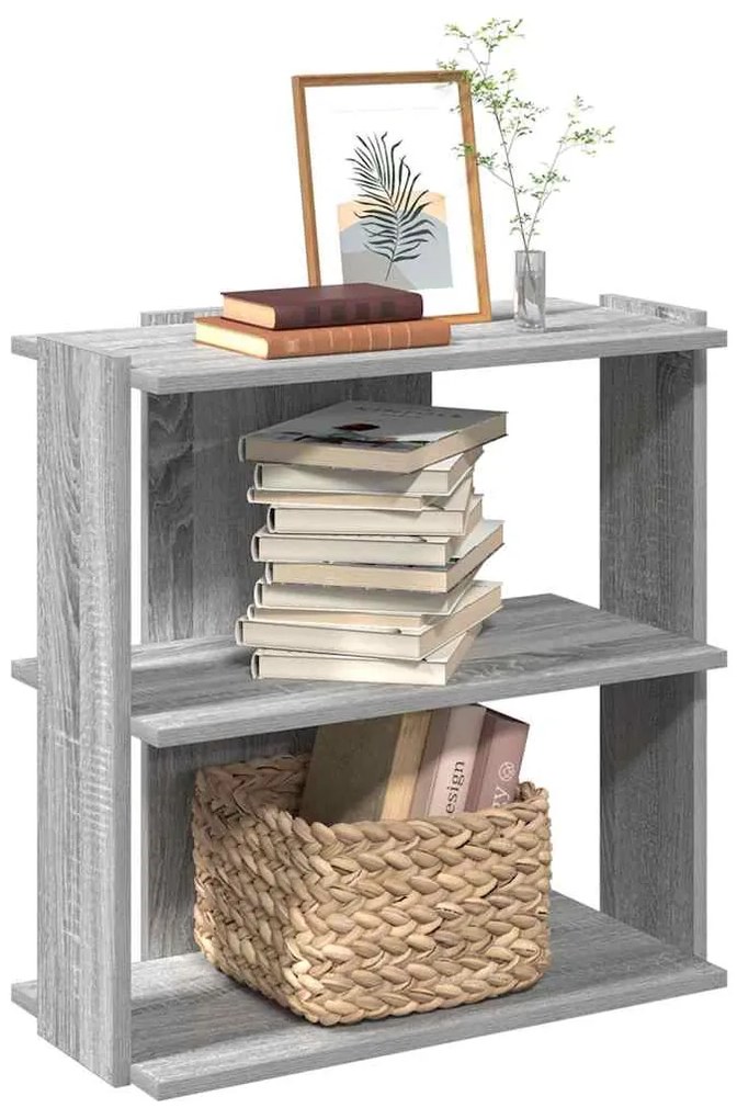 vidaXL Bibliotecă cu 3 niveluri gri sonoma 60x30x60 cm lemn compozit