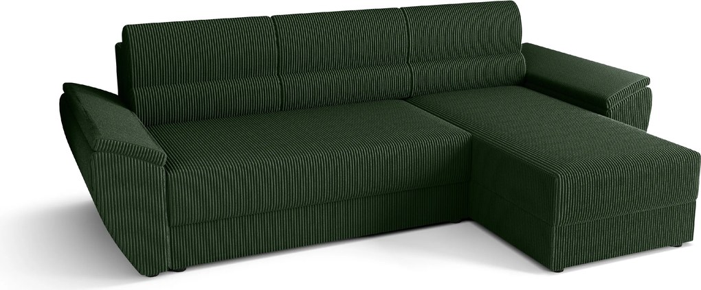 OFERTA Coltar extensibil reversibil in forma de L TAVERO 251x140 cm, verde inchis calitatea II