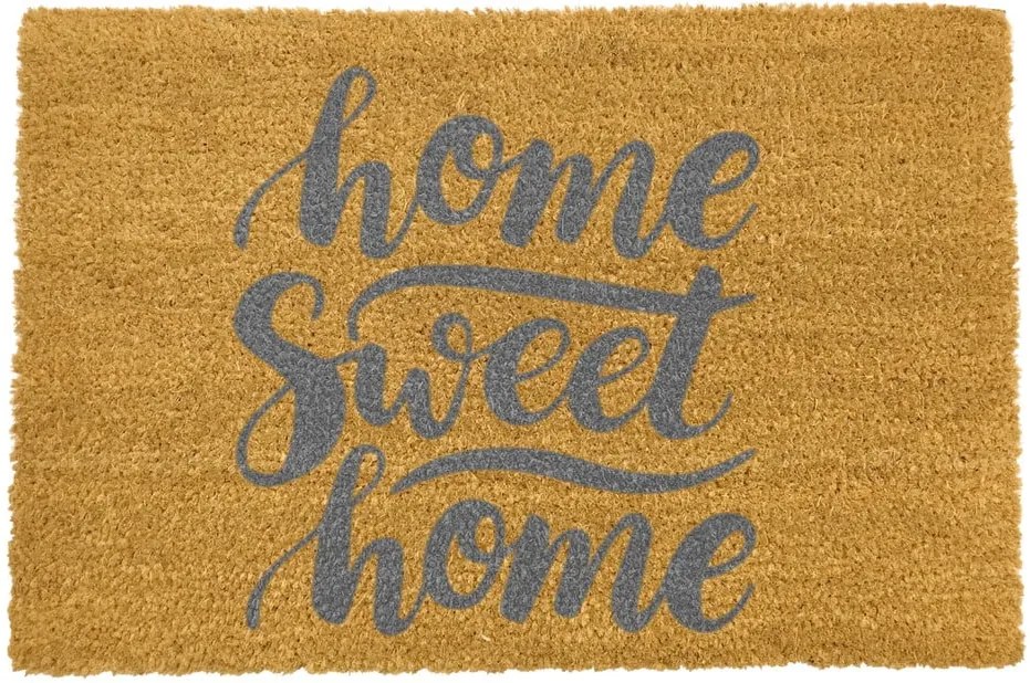 Covoraș intrare din fibre de cocos Artsy Doormats Home Sweet Home Grey, 40 x 60 cm