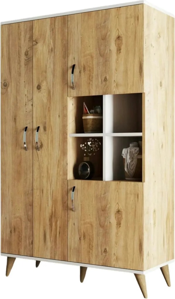Dulap GRD0102, stejar, PAL melaminat, cu 4 usi, 106x47x174 cm