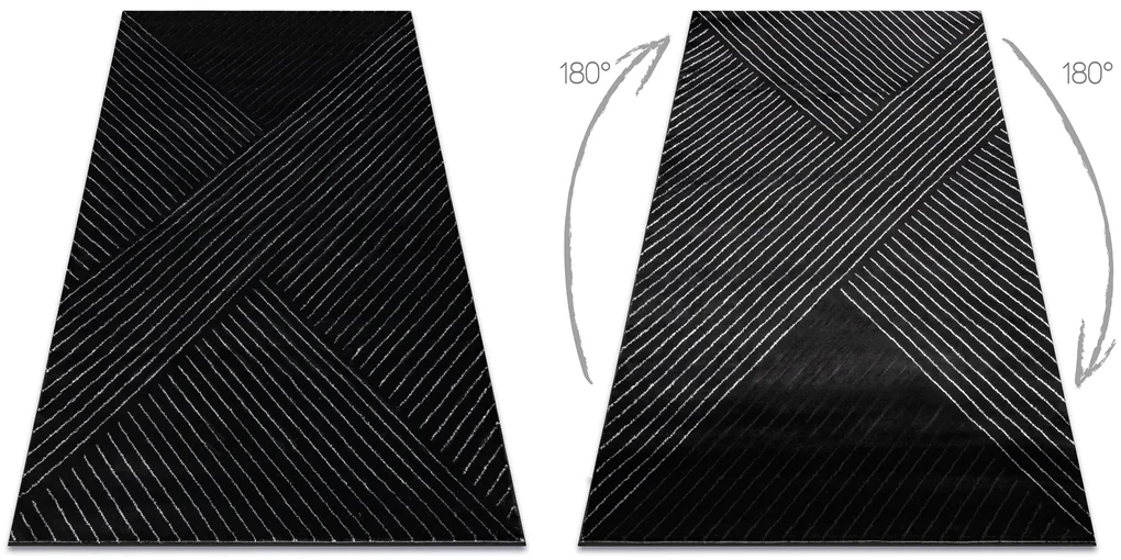 Exclusiv EMERALD covor A0084 glamour, stilat, linii, geometric negru / argint
