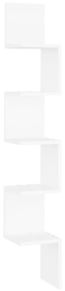 Raft de perete de colț, alb, 20x20x127,5 cm, pal