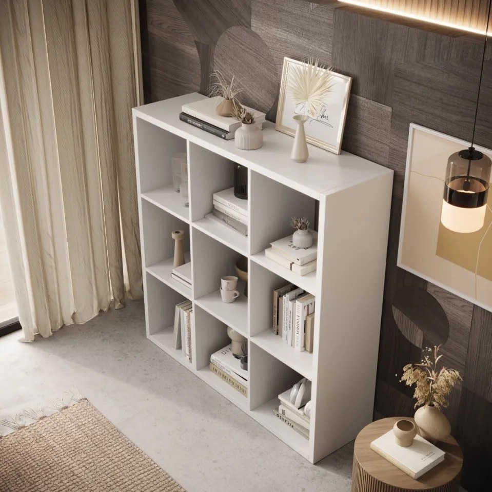 Bibliotecă, 114x113.5 cm, Cleo VI, ADRK Furniture (Culoare: Alb)