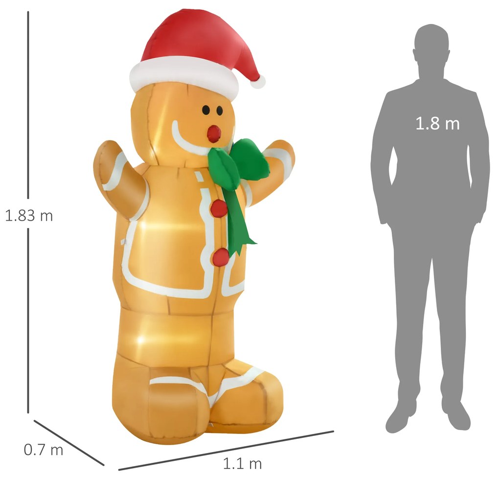 HOMCOM Om Dulce Gonflabil, Lumini LED integrate, Decoratiune de Craciun de Exterior | AOSOM RO