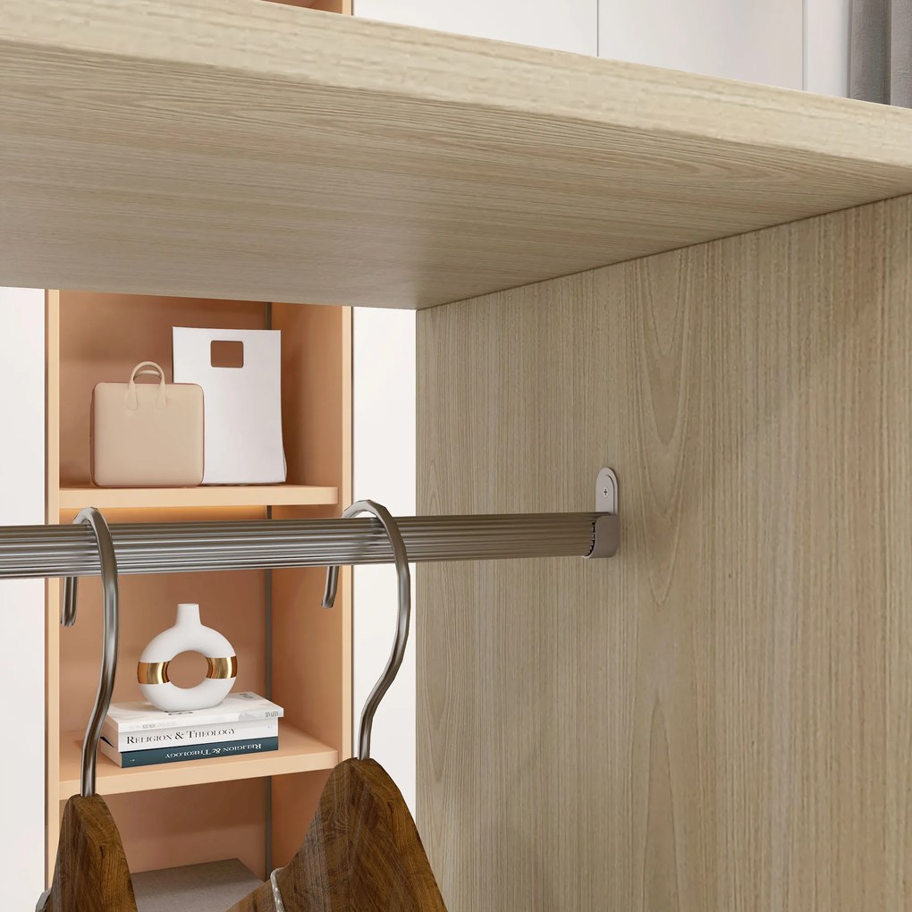 HOMCOM Dulap șină Mobilier de Depozitare Mobil 6 role 120L x 40l x 128Î cm din lemn natural | Aosom Romania