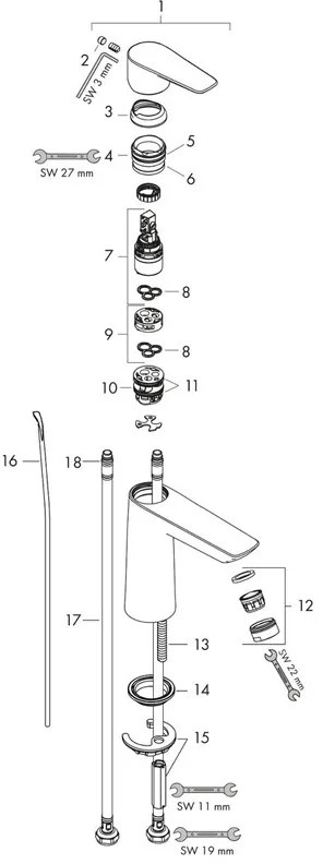 Baterie lavoar cu ventil click clack, Hansgrohe, Talis E 110, auriu lucios