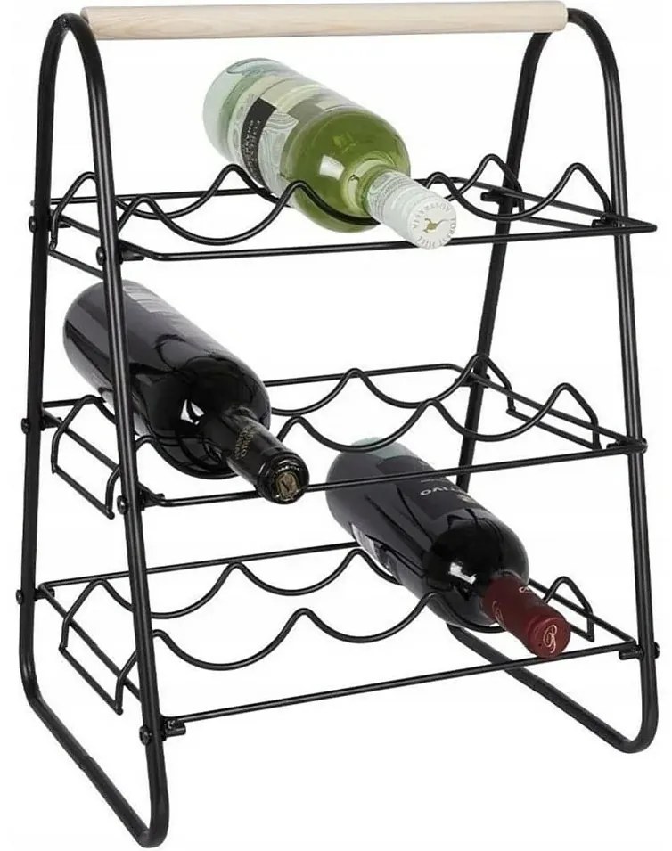 Suport de vin din metal, pentru 9 sticle