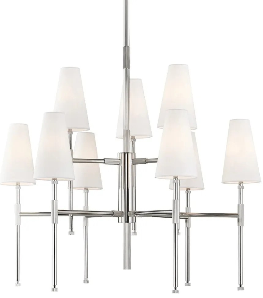 Candelabru LUX design clasic BOWERY nichel lustruit, cu 9 surse de lumina