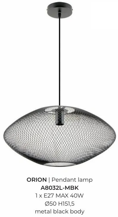 Lustra suspendata metalica design decorativ ORION negru 50cm