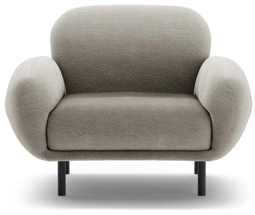 Fotoliu gri cu tapițerie din țesătură bouclé Poppy – Micadoni