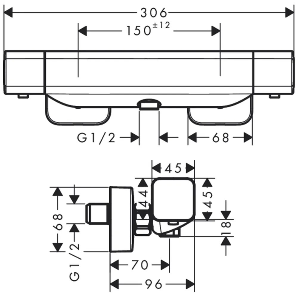 Baterie dus termostatata crom Hansgrohe Ecostat E 15773000