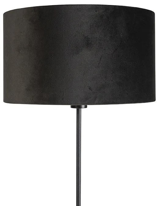 Lampă de podea inteligentă neagră cu abajur din catifea neagră 35 cm incl. Wifi A60 - Parte