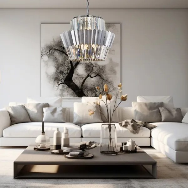 Lustră pe lanț DONNA 12xE14/40W/230V d. 55 cm crom mat