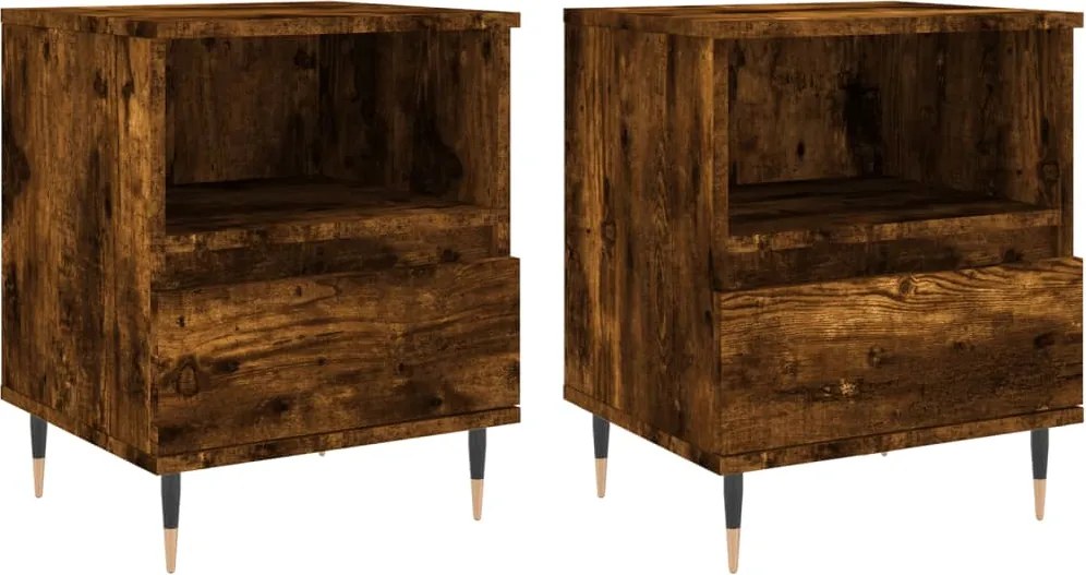 vidaXL Noptiere, 2 buc., stejar fumuriu, 40x35x50 cm, lemn compozit