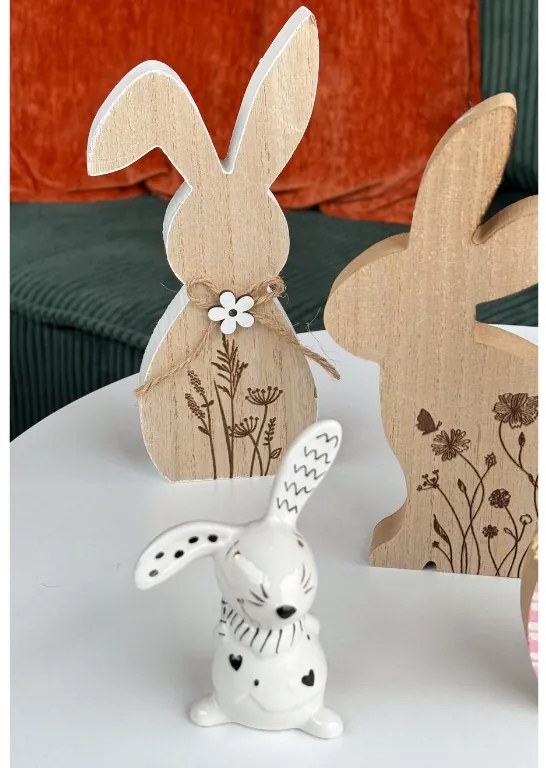 Iepure de lemn de Paste FLORAL RABBIT 20 cm
