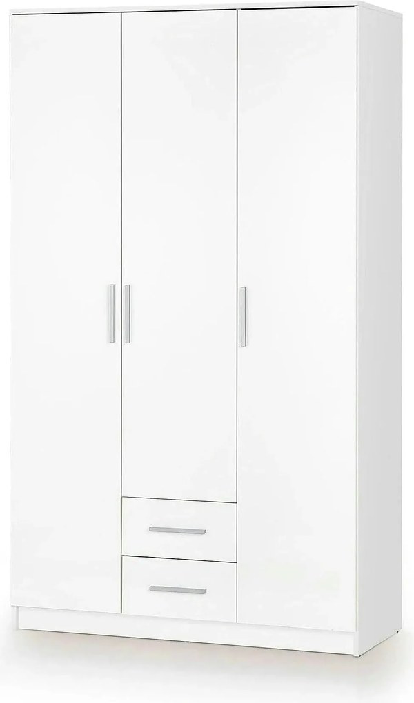 Dulap LIMA S-3, alb, PAL laminat, cu 3 usi si 2 sertare, 120x52x205 cm