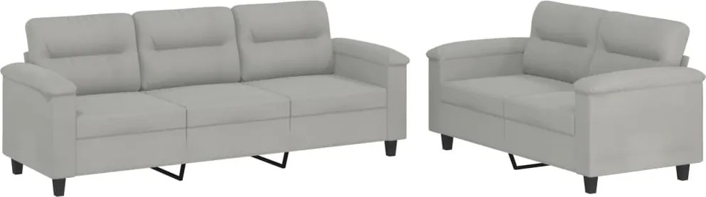 vidaXL Set de canapele cu perne, 2 piese, gri deschis, microfibră