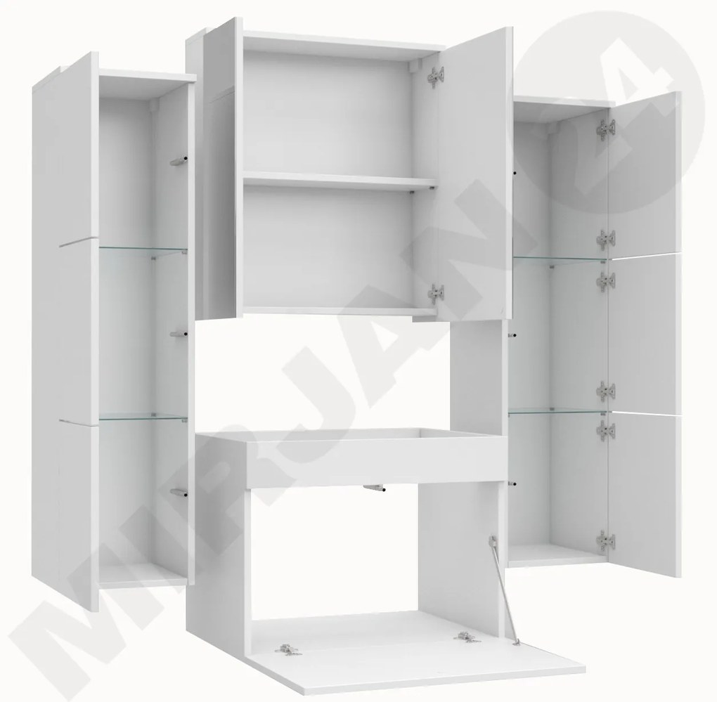Mobilier baie Mendana (Alb + lucios Alb) (cu chiuvetă). 1103990