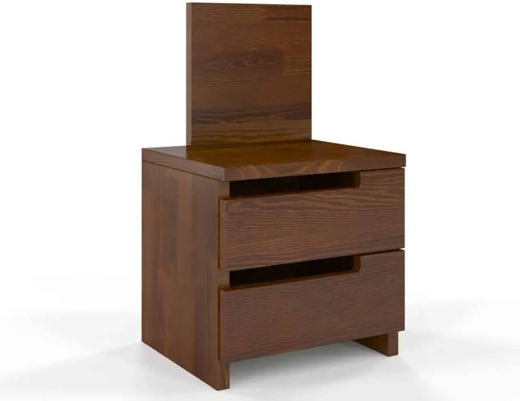 Noptieră lemn masiv TerraCraft 2 Sertare Pin, 40 × 35 × 66 cm - Wenge